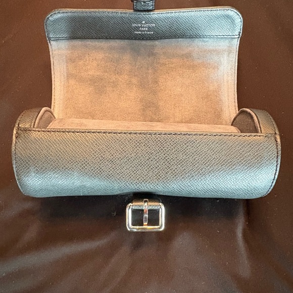 Louis Vuitton Charcoal Leather Watch Clutch